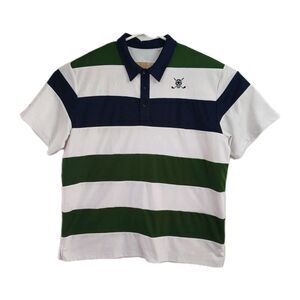 Chuco Golf Polo Shirt Men's Size XXL‎ Blue/Green/White Stripes Embroid. Logo